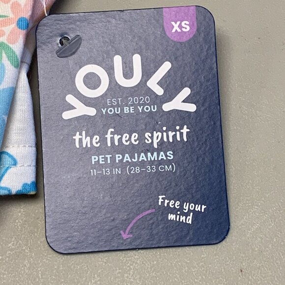 Youly XS Good Vibes Floral Print Pet Dog Pajamas 11-13 In Soft Cotton Blend - Picture 2 of 4